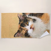 Calico Cat Painting - Niedliche Original Cat Art Strandtuch (Vorderseite)