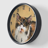 Calico Cat Painting - Niedliche Original Cat Art Uhr (Winkel)