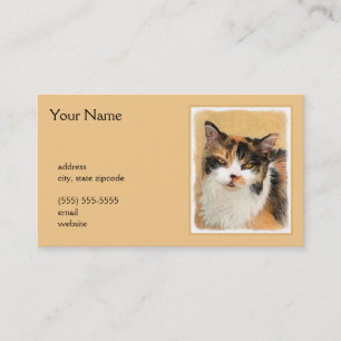 Calico Cat Painting - Niedliche Original Cat Art Visitenkarte