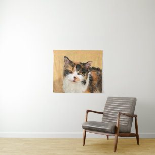Calico Cat Painting - Niedliche Original Cat Art Wandteppich