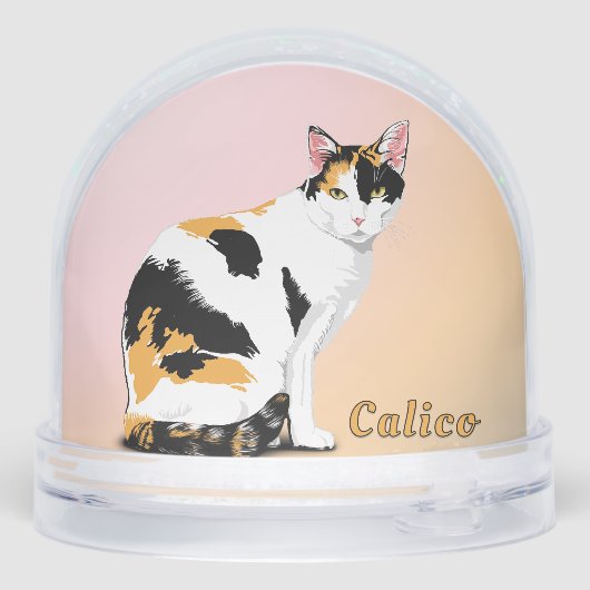 Calico Cat Personalisiert Schneekugeln (Rückseite)