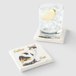 Calico Cat Personalisiert Steinuntersetzer