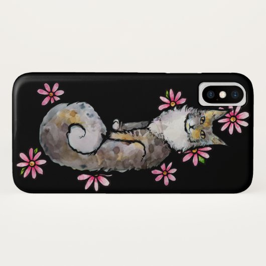 Calico Cat Pink Daisy Case-Mate iPhone Hülle (Rückseite (Horizontal))