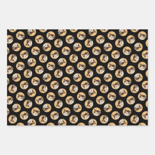 Calico Cat Portrait Malerei Niedliche Kunst Geschenkpapier Set (Vorderseite 3)