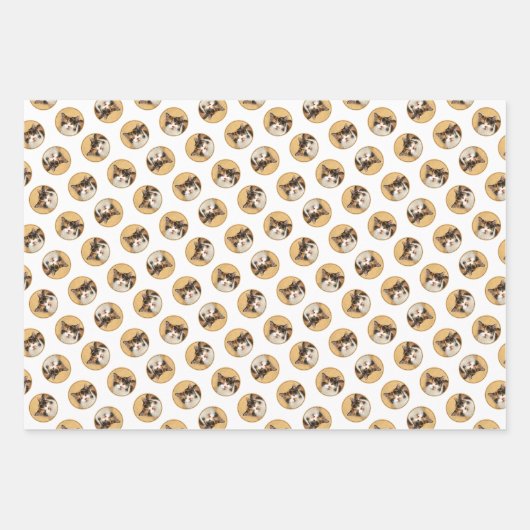 Calico Cat Portrait Malerei Niedliche Kunst Geschenkpapier Set (Vorderseite 2)