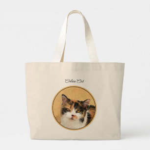 Calico Cat Portrait Malerei Niedliche Kunst Jumbo Stoffbeutel