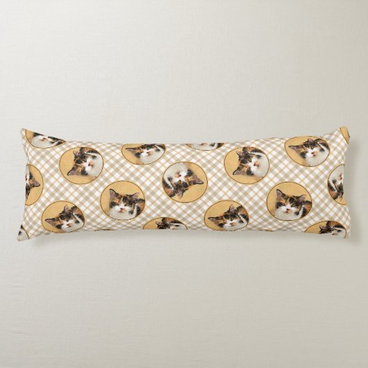 Calico Cat Portrait Malerei Niedliche Kunst Seitenschläferkissen (Vorderseite)