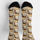 Calico Cat Portrait Malerei Niedliche Kunst Socken (Oben)
