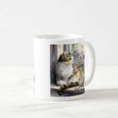 Calico Cat Purple Flowers Kaffeetasse (VorderseiteRechts)