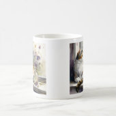 Calico Cat Purple Flowers Kaffeetasse (Mittel)