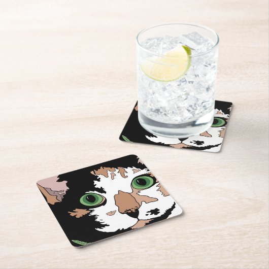 Calico Cat Rechteckiger Pappuntersetzer (Vor Ort)