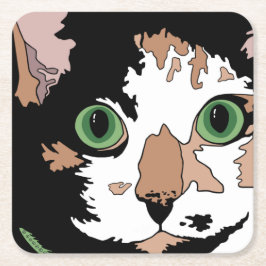 Calico Cat Rechteckiger Pappuntersetzer