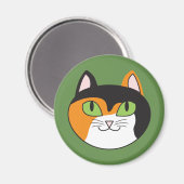 Calico Cat Round Magnet (Vorderseite/Rückseite)