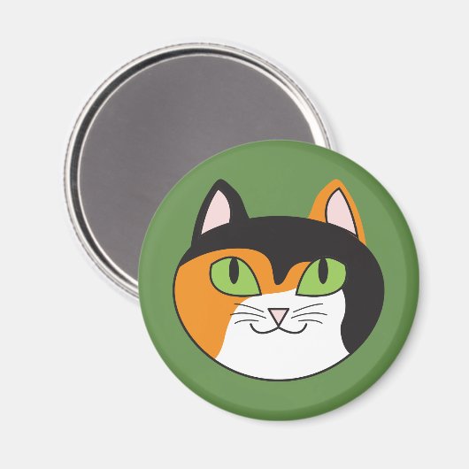 Calico Cat Round Magnet (Vorderseite/Rückseite)