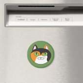 Calico Cat Round Magnet (In Situ (Geschirrspüler))