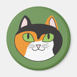 Calico Cat Round Magnet