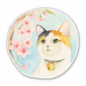 Calico Cat Sakura Cherry Blossom Aufkleber (Vorderseite)