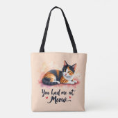 Calico Cat Sie hatten mich in Meow Watercolor Tasche (Rückseite)