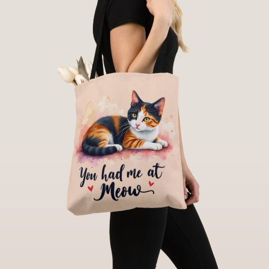 Calico Cat Sie hatten mich in Meow Watercolor Tasche (Von Nahem)