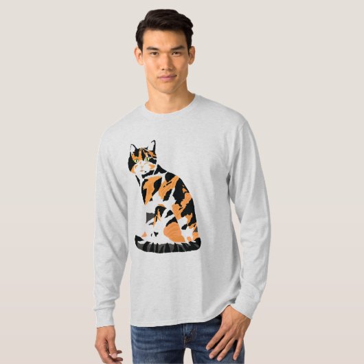 Calico Cat Sitting T - Shirt (Vorne ganz)