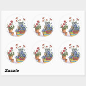 Calico Cat Stiefmütterchen Äpfel Wasserfarbe "Palo Runder Aufkleber (Blatt)