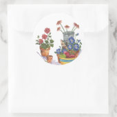 Calico Cat Stiefmütterchen Äpfel Wasserfarbe "Palo Runder Aufkleber (Tasche)