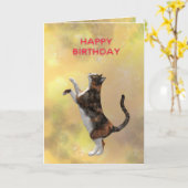 Calico Cat und Happy Birthday Karte (Gelbe Blume)