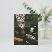Calico Cat und Koi Fish Postkarte (Stehend Vorderseite)