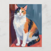 Calico Cat | Watercolor Pretty Kitten Cat Pet Postkarte (Vorderseite)