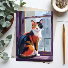 Calico Cat | Watercolor Windowsill Pet Postkarte