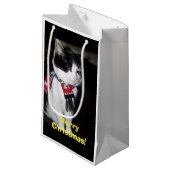 Calico Cat Wearing Scarf Geschenktasche Kleine Geschenktüte (Vorderseite Schrägansicht)