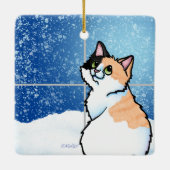 Calico Cat Window Keramikornament (Rückseite)