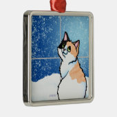 Calico Cat Window Metall Ornament Ornament Aus Metall (Rechts)