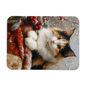 Calico Cat Winter Scene Painting flexibel Magnet (Horizontal)