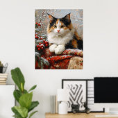 Calico Cat Winter Scene Painting Poster (Heimbüro)