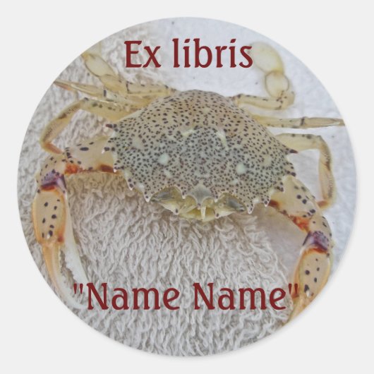 Calico Crab Ex libris Buchsticker zum Anpassen Runder Aufkleber (Vorderseite)