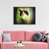 Calico Curtain Cat Leinwanddruck (Insitu (Wohnzimmer))