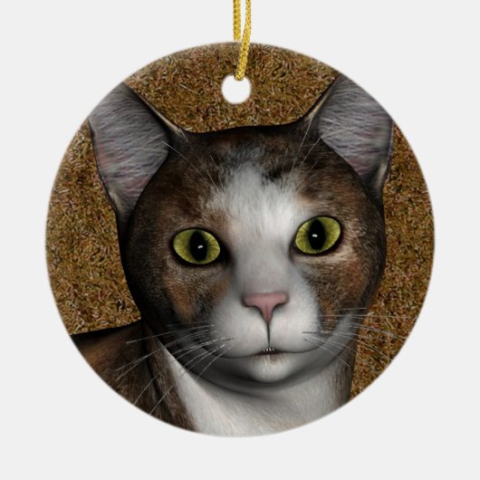 Calico Face Keramik Ornament (Vorne)