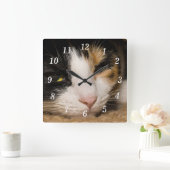 Calico Face Wall Clock Quadratische Wanduhr (Zuhause)