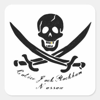 Calico Jack Nassau Pirate Flag Piratenflagge Quadratischer Aufkleber