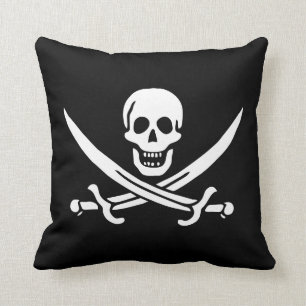 Calico Jack Rackham Pirate Flag Pillow 16 x 16 Kissen