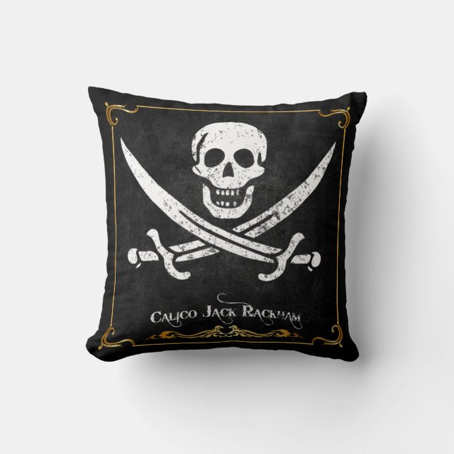 Calico Jack Rackham Pirate Flag Throw Kissen (Vorderseite)