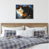 Calico Kat im Wind Leinwanddruck (Insitu (Schlafzimmer))