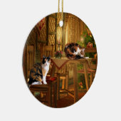 Calico Kätzchens Weihnachten Keramik Ornament (Rechts)