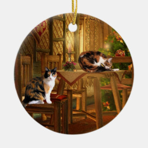 Calico Kätzchens Weihnachten Keramik Ornament