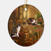 Calico Kätzchens Weihnachten Keramik Ornament (Links)
