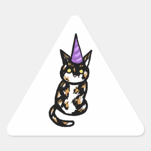 Calico-Katze-Feier-Sticker Dreieckiger Aufkleber (Vorderseite)