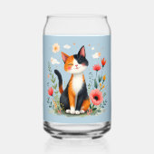 Calico Katze im blühenden Garten lächeln Dosenglas (Vorderseite)