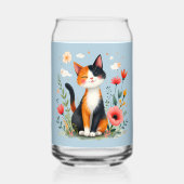 Calico Katze im blühenden Garten lächeln Dosenglas (Rückseite)