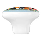 Calico Katze im blühenden Garten lächeln Keramikknauf (Seitenansicht)